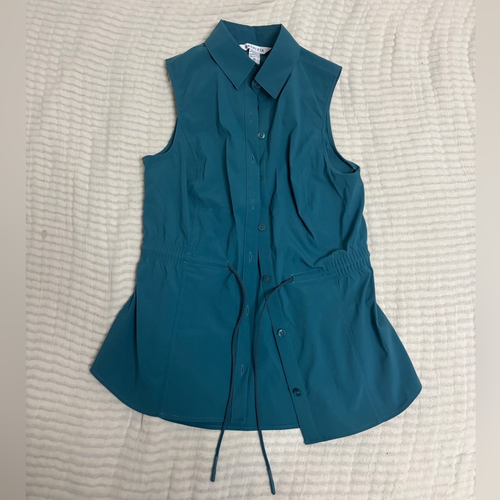 Athleta Levitate poplin button down tank with collar. Size   XS NWT
